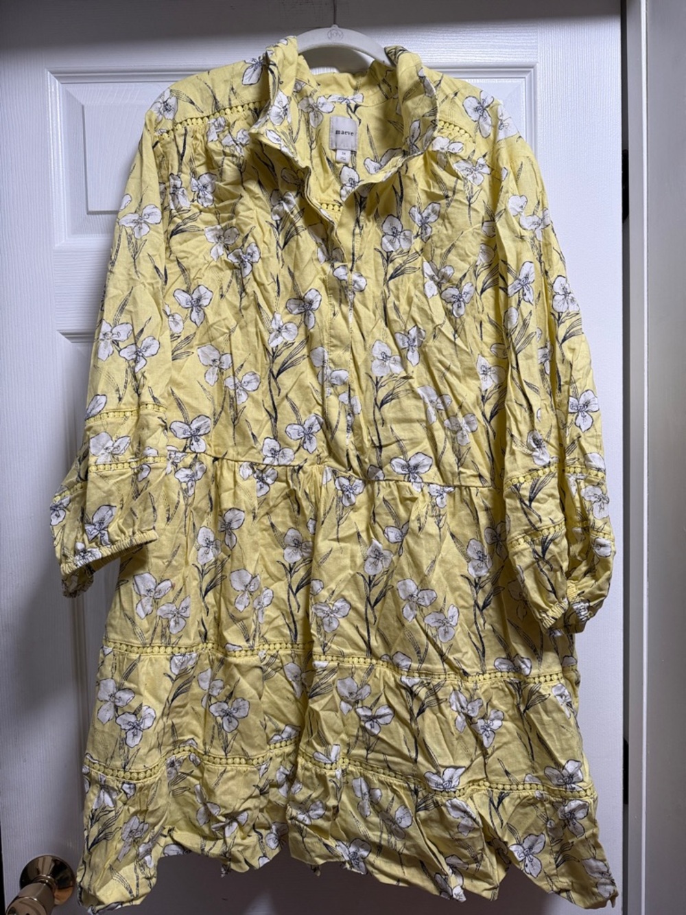 Maeve Yellow Floral Linen Dress - Picture 2 of 3
